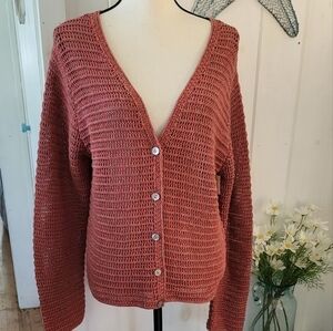 Vince Multicolor Marled Open Knit Button Cardigan